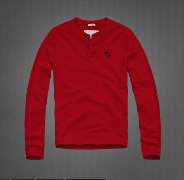 Abercrombie Fitch Hombres Ponte de pie de cuello Largo Remera AF6213